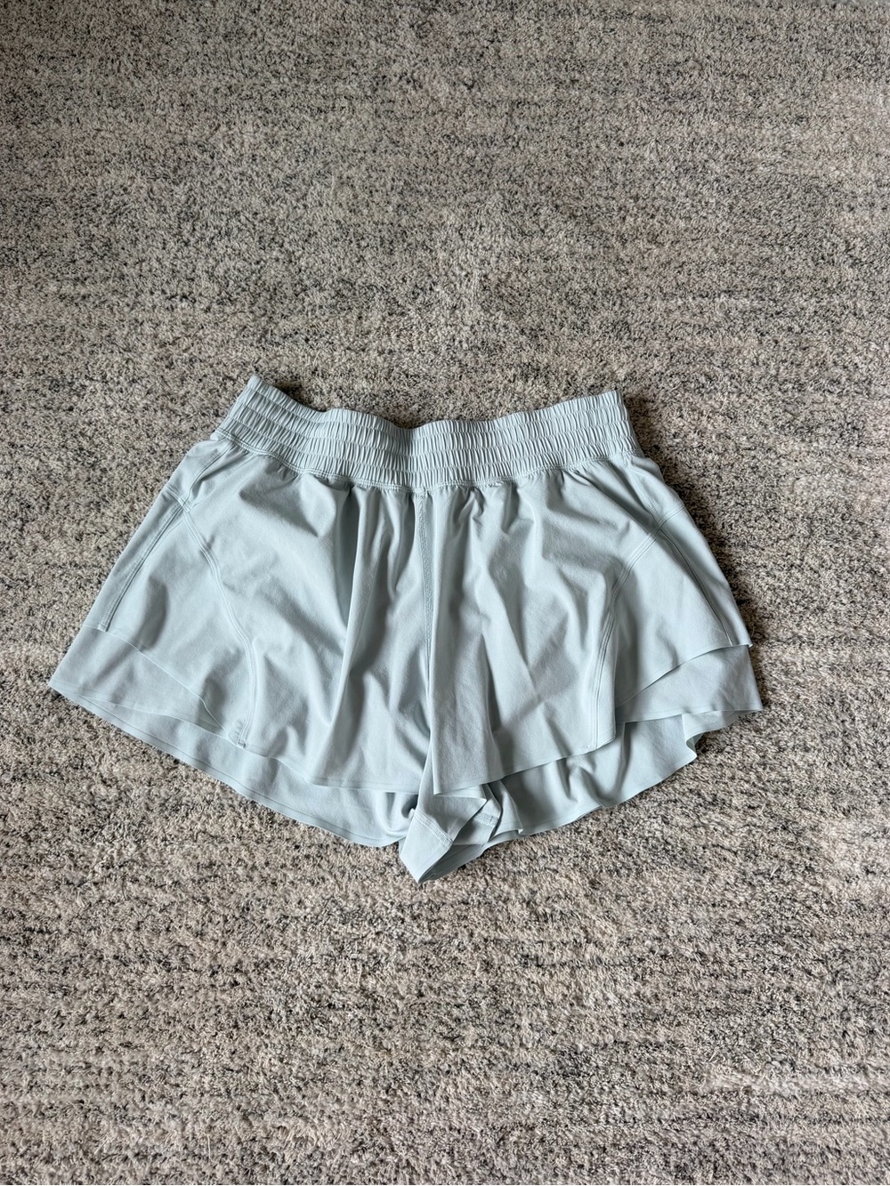 lululemon athletica light blue shake it out high rise running shorts 2.5”